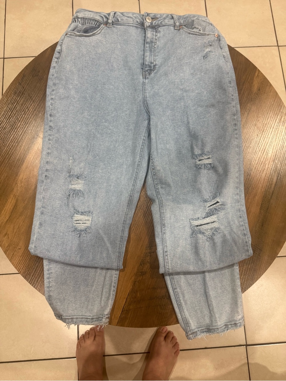 Vanilla Star Light Blue Distressed Boyfriend Jeans